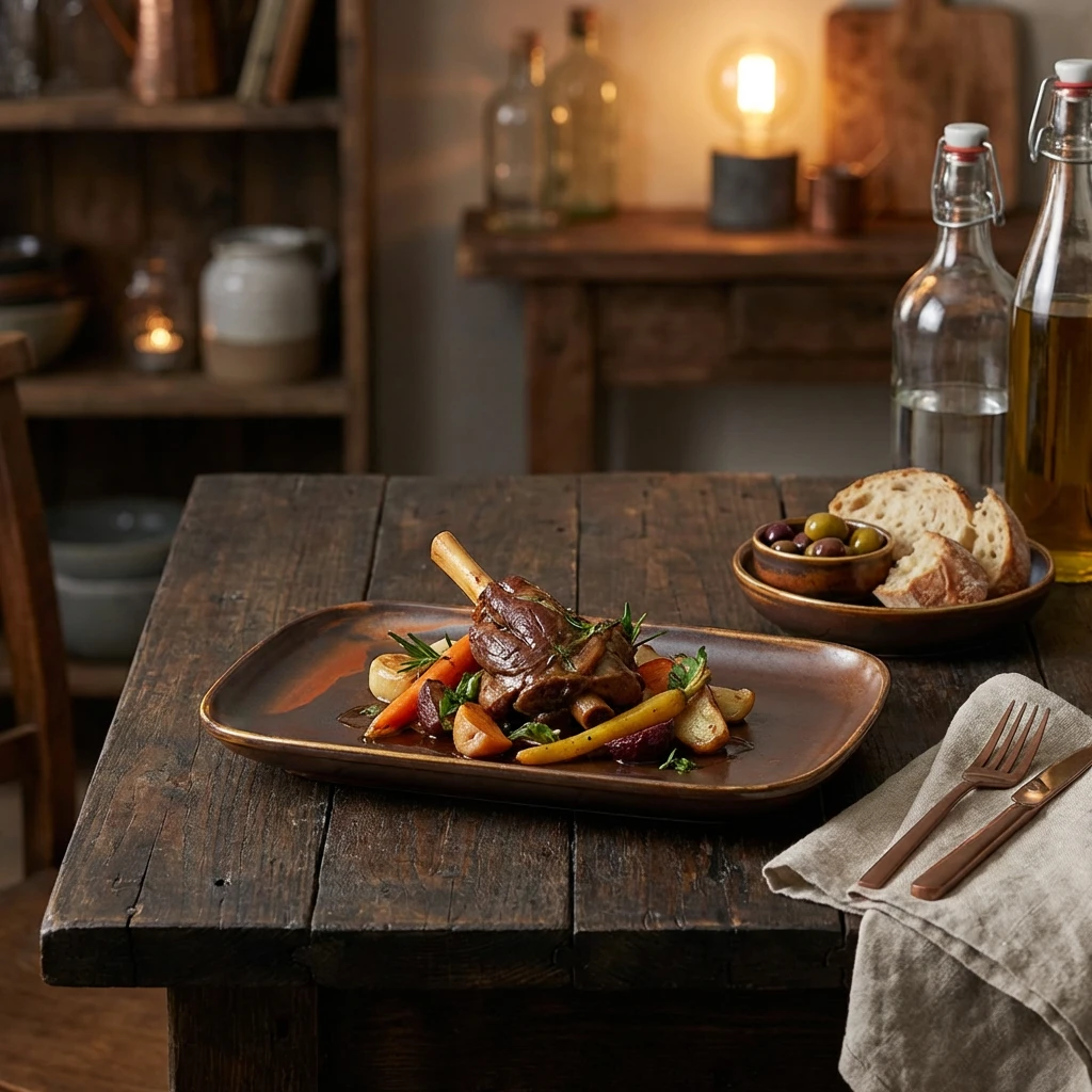 Terra Porcelain Rustic Kobber rektangulær tallerken 34,5 x 23,5 cm RP-PRC34 by Genware color Svart