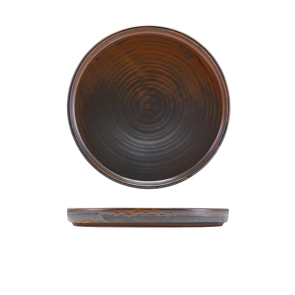 Terra Porcelain Rustic Kobber Lavt Presentasjonsfat 21 cm LP-PRC21 by Genware color Svart