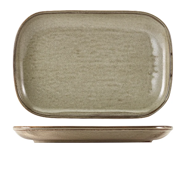 Terra Porcelain Grey Rektangulært fat 34,5 x 23,5 cm RP-PG34 by Genware color Svart