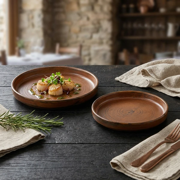 Terra Porcelain Rustic Kobber lav presentasjonsplate 14 cm LP-PRC14 by Genware color Svart