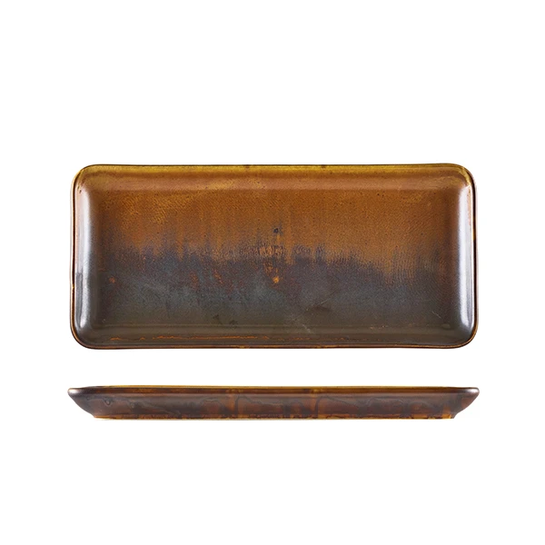 Terra Porcelain Rustic Kobber Smalt Rektangulært Fat 31 x 14 cm NR-PRC30 by Genware color Svart