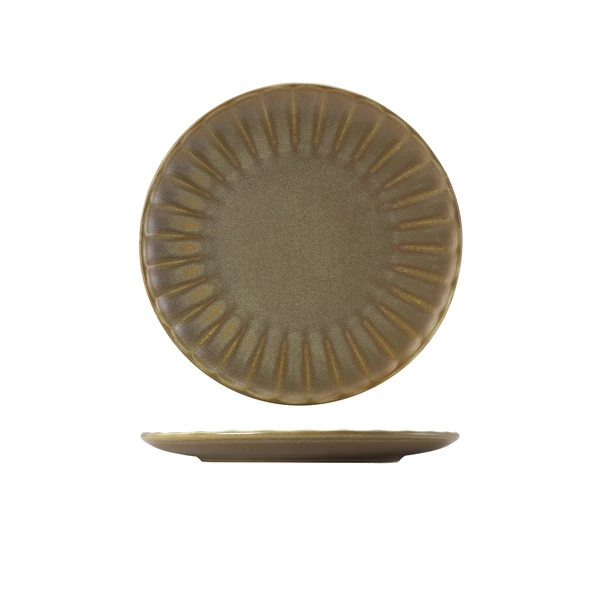 Terra Porcelain Matt Grå tallerken med bølget kant, 23,4 cm CP-SMG23 by Genware color Svart