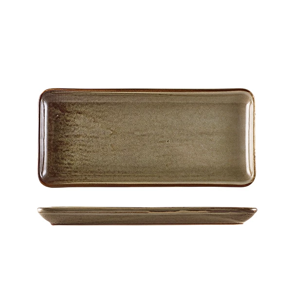Terra Porcelain Grey smalt rektangulært fat 31 x 14 cm NR-PG30 by Genware color Svart