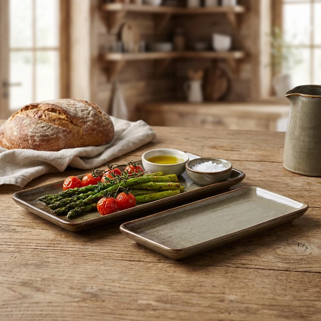 Terra Porcelain Grey smalt rektangulært fat 31 x 14 cm NR-PG30 by Genware color Svart