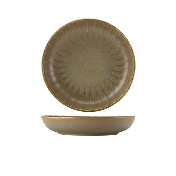 Terra Porcelain Matt Grå skålformet skål med bølget kant 22,8 cm CB-SMG23 by Genware color Svart