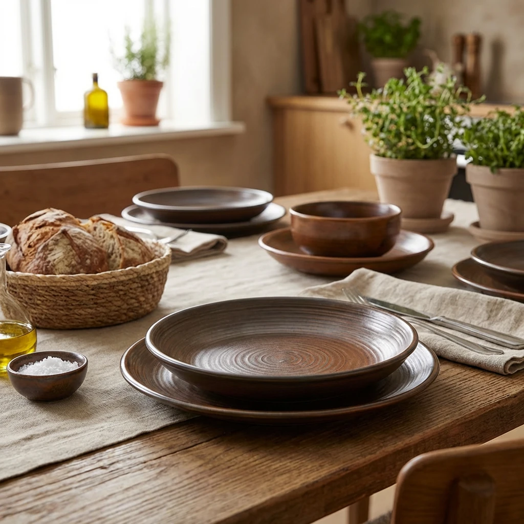 Terra Porcelain Rustic Kobber Deep Coupe Tallerken 25cm DC-PRC25 by Genware color Svart