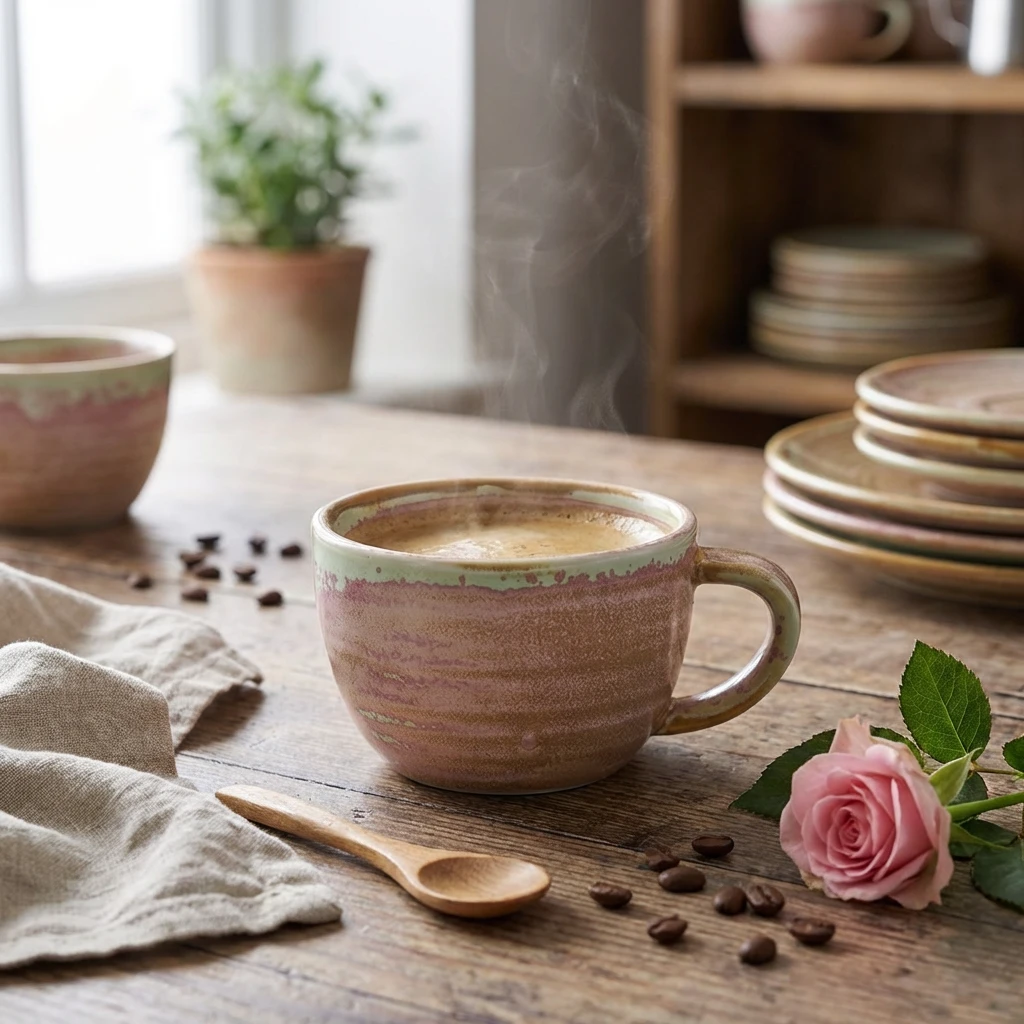 Terra Porcelain Rose Kaffekopp 28,5 cl / 10 oz CUP-PRS28 by Genware color Svart