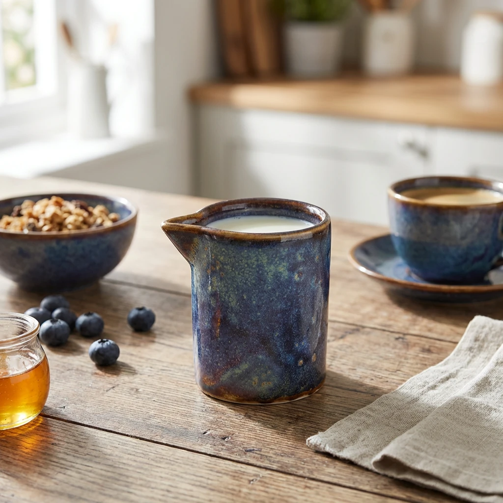 Terra Porcelain Aqua Blå mugge med rette sider 5 cl / 1,75 oz SJ-PBL5 by Genware color Svart