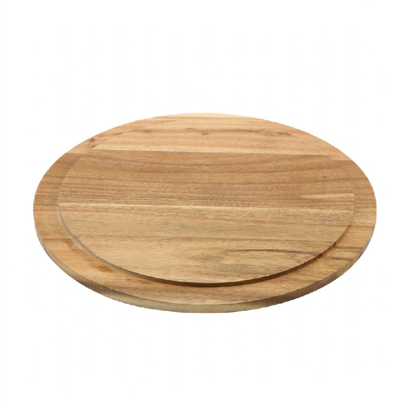 Genware Round Wood Serverings-/kakefat 33 cm WSB33 by Genware color Svart