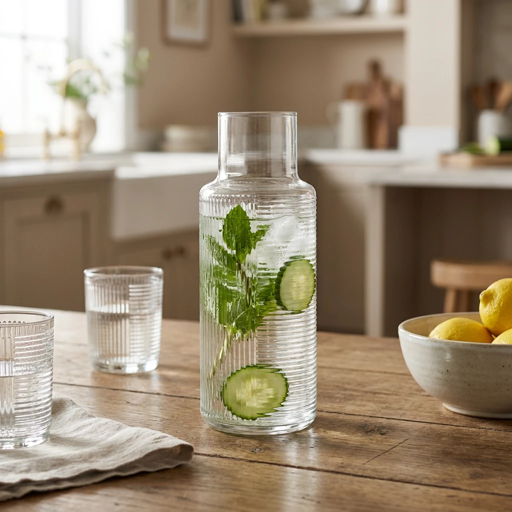 Istanbul Glass Carafe 1,2 L / 42,6 oz IST312KH by Genware color Svart