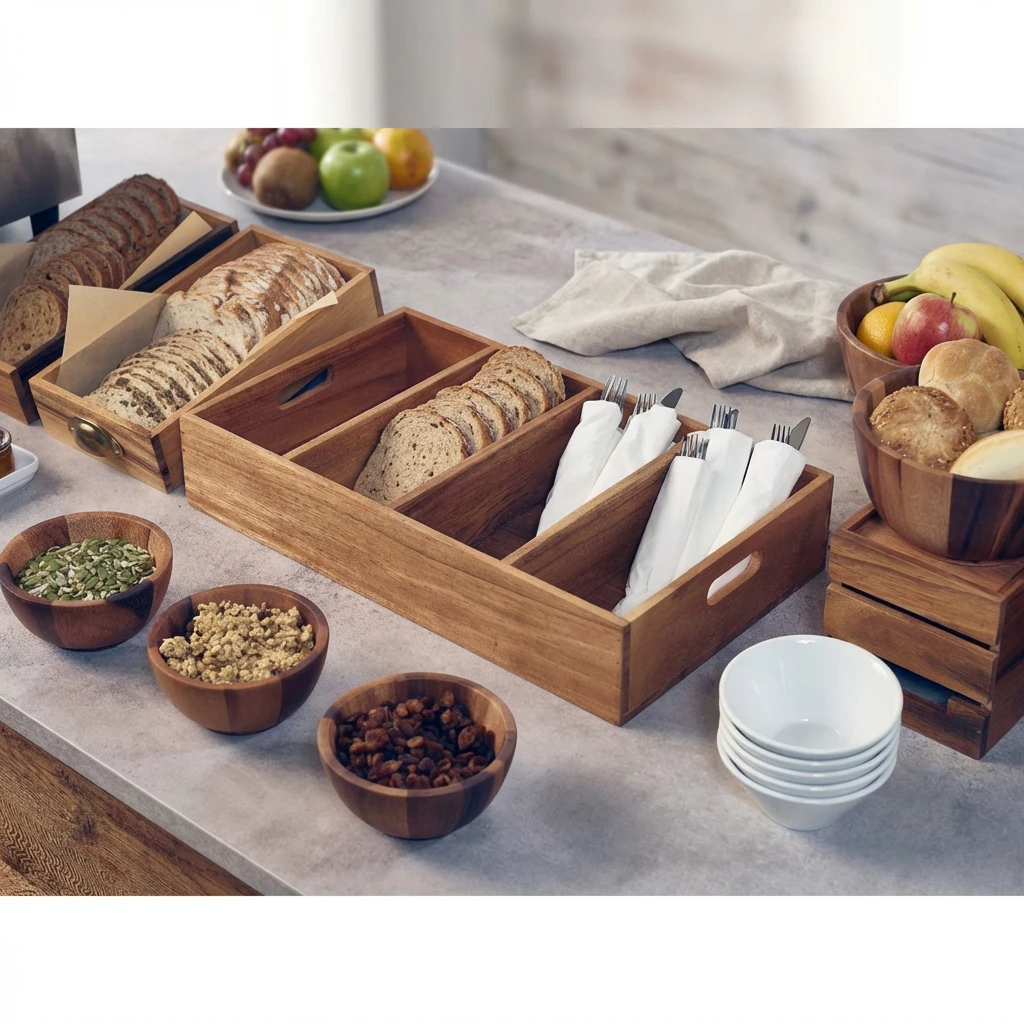 Genware Bestikkinnsats i Akasietre med 4 rom GN 1/1 WDCT-4 by Genware color Svart