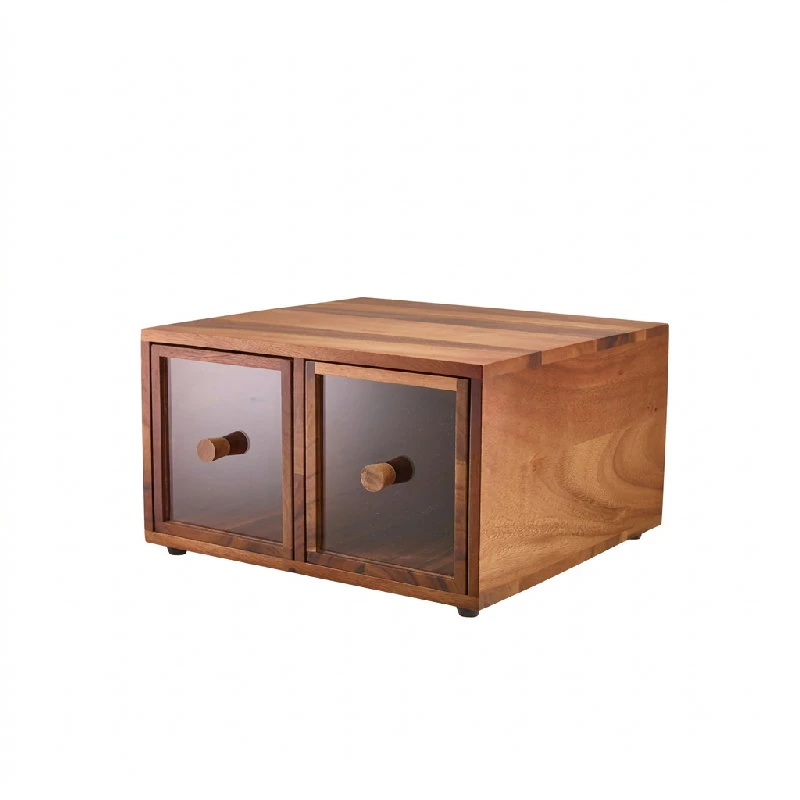GenWare Acacia Wood Dobbel Brødboks WBB-3432 by Genware color Svart