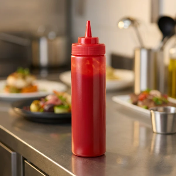 Hendi Dressingflaske Rød Plast 700 ml 557914 by Hendi color Svart