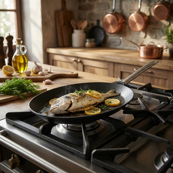 Hendi Fiskepanne Oval Titanium Professional 38x26cm 629604 by Hendi color Svart