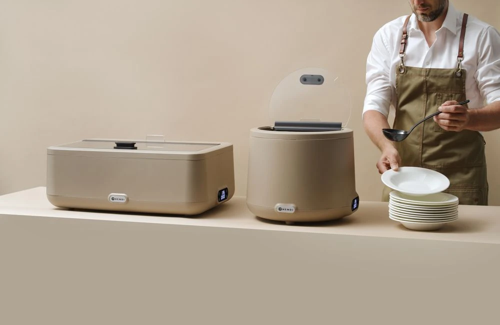 Hendi UNIQ Chafing Dish Beige GN 1/1 Glasslokk 700W 470442 by Hendi color Svart