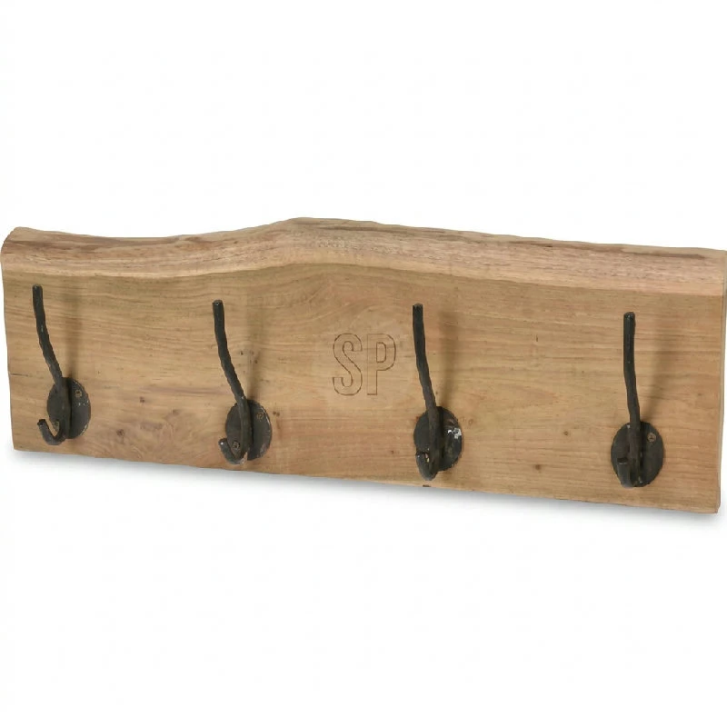 Knaggrekke i Teaktre med 4 Kroker 80 cm J18000300  color Svart