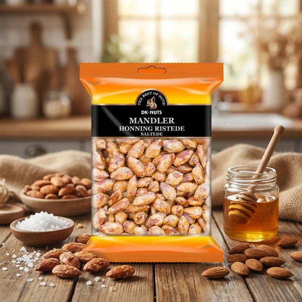 Mandler (Honningristede & Saltede) 0,3 kg 148D by DK-NUTS color Svart