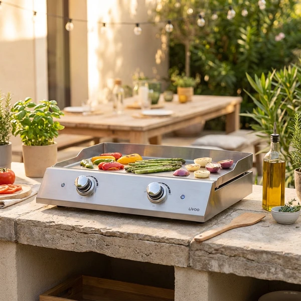 Livoo Plancha Grill Rustfritt Stål med 2 Termostater 96-DOC302  color Svart