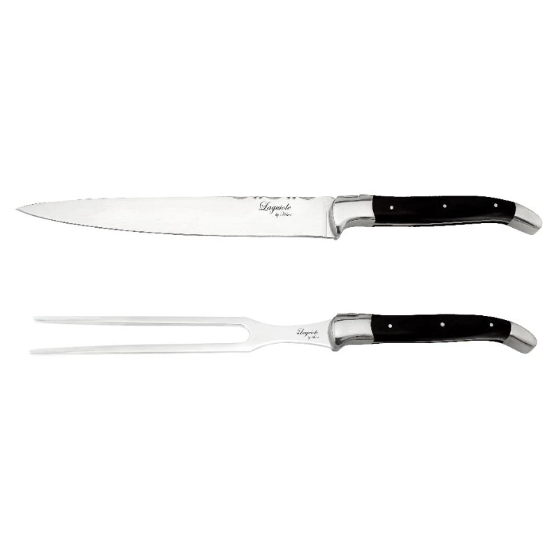Laguiole by Hâws Utskjæringssett Trancherkniv og Gaffel 2 Deler 30-LG0013Black  color Svart
