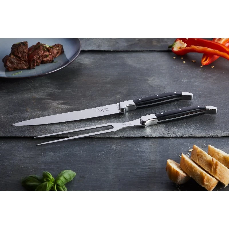 Laguiole by Hâws Utskjæringssett Trancherkniv og Gaffel 2 Deler 30-LG0013Black  color Svart