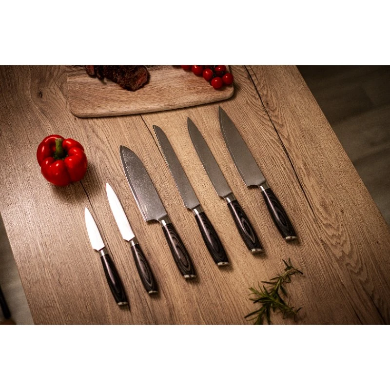 Damascus By Hâws Knivsett i Damaskstål 6 stk 30-DBH6G10  color Svart