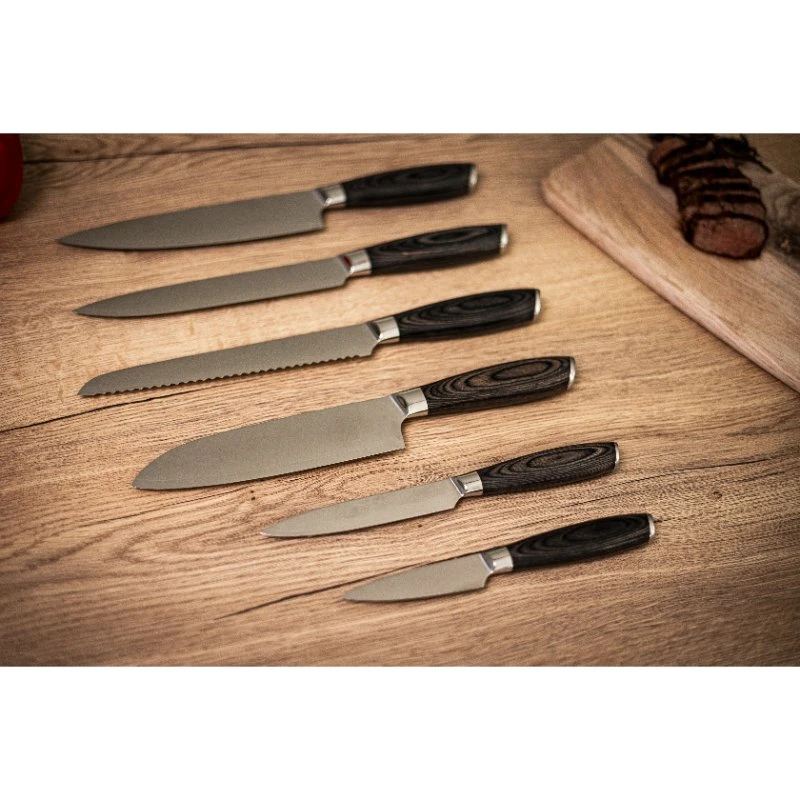 Damascus By Hâws Knivsett i Damaskstål 6 stk 30-DBH6G10  color Svart