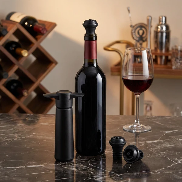 Vakuumpumpe til vin Sølv Plast WVP0005  color Svart