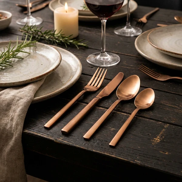 Bestikksett kobber 24 deler i rustfritt stål 1667937 by COSY & TRENDY color Svart