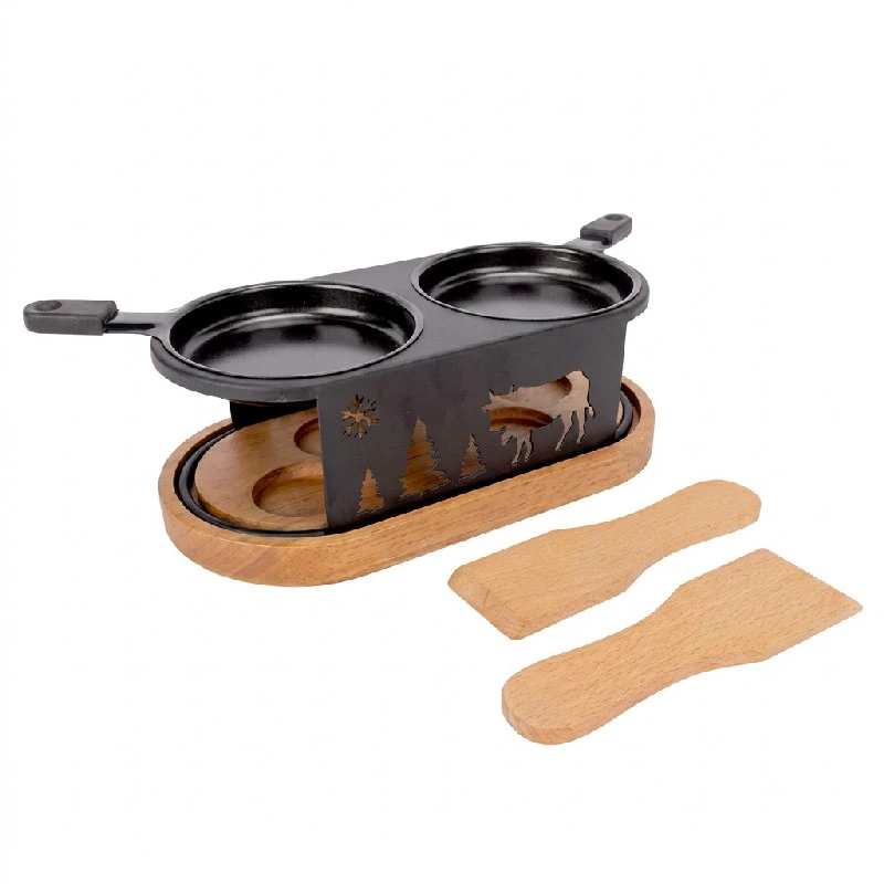 Raclette Oval til 2 Personer inkl. Spatler 22,5cm 5659002 by COSY & TRENDY color Svart
