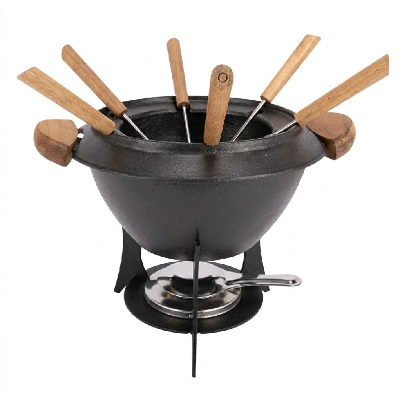 Fonduesett i støpejern Ø23 cm inkl. 6 gafler 5659001 by COSY & TRENDY color Svart