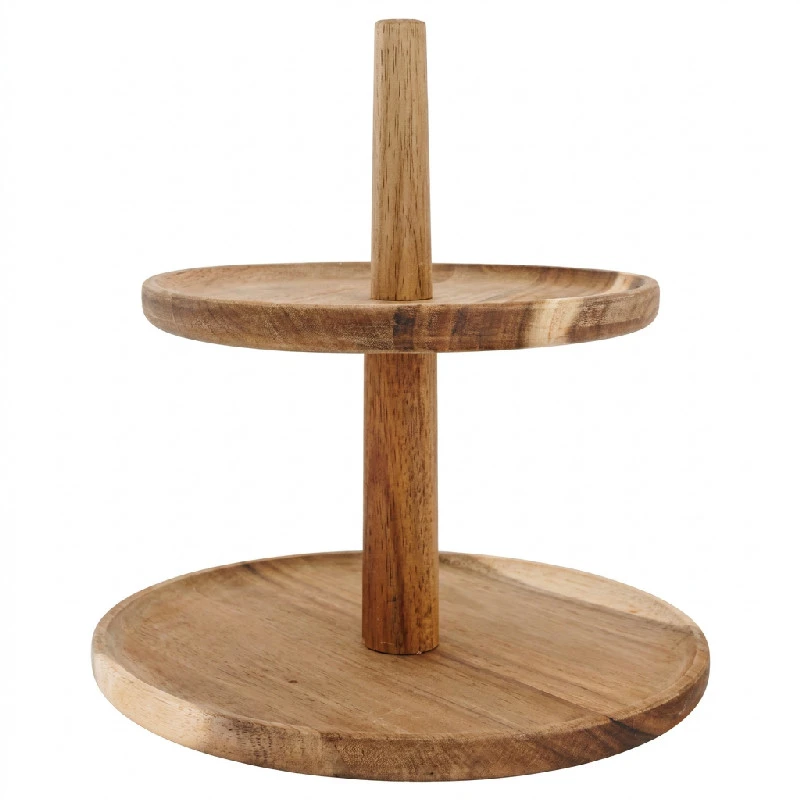 Etagere Rund Akasietre 2 Etasjer Ø23,5cm 6186449 by COSY & TRENDY color Svart
