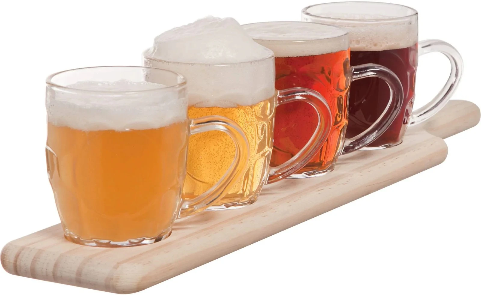 Ølbrett i tre med 4 glass på 285 ml 605837  color Svart