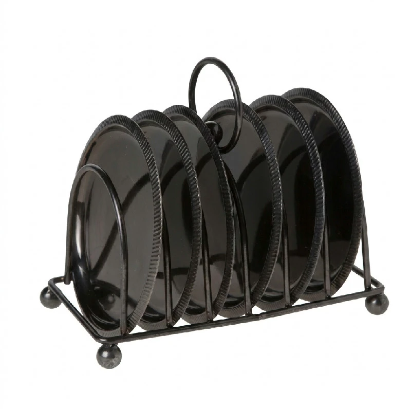 Glassbrikker i sort metall med holder 6 stk. 10 cm 20175751 by COSY & TRENDY color Svart