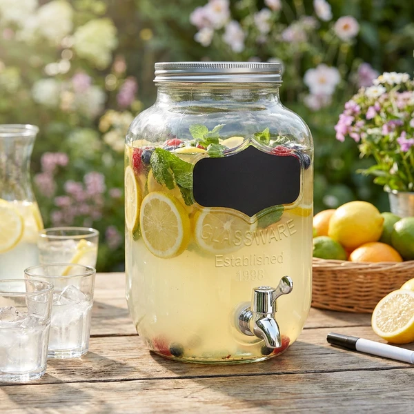 Juicedispenser med tavle 4,5 L i glass 2768084 by COSY & TRENDY color Svart