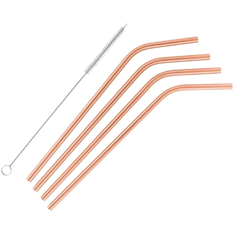 Barprofessional Metallsugerør med bøy 6mm - 4 stk - Kobber RIEC004  color Svart