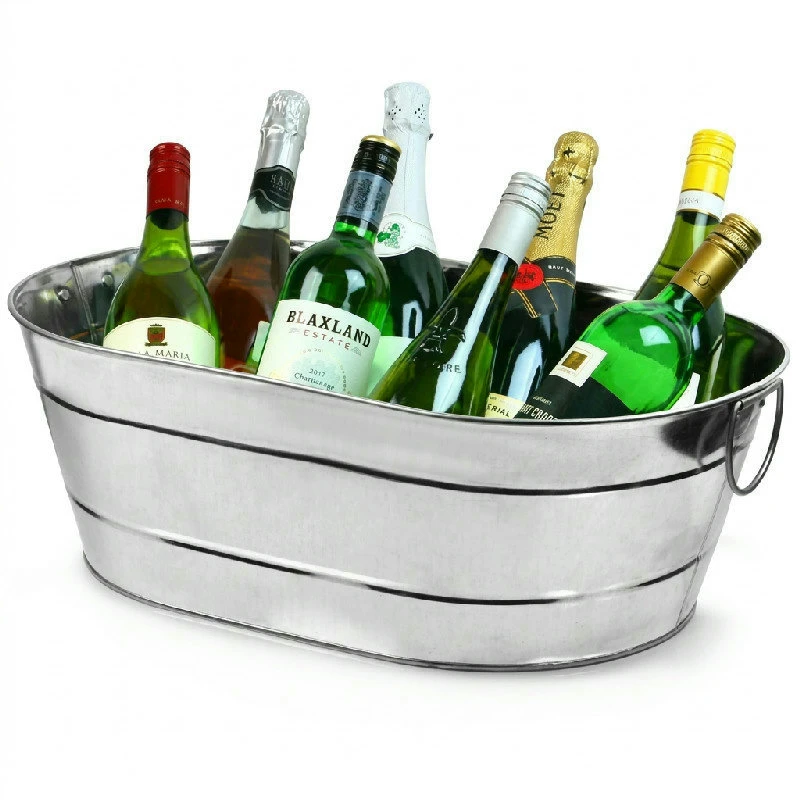 Galvanisert stål Oval Party Tub 14666 by Drink color Silver