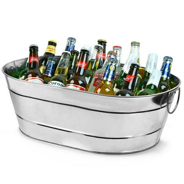 Galvanisert stål Oval Party Tub 14666 by Drink color Silver