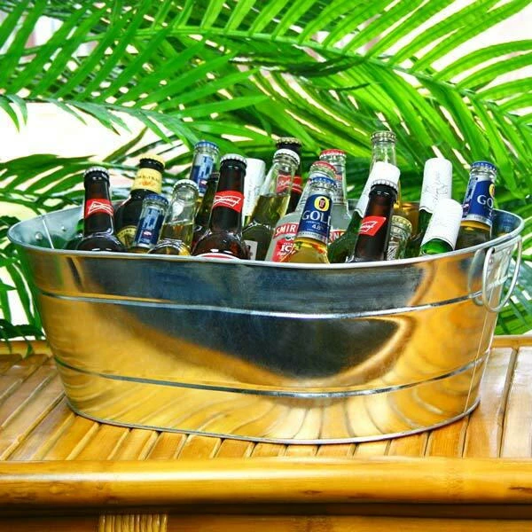 Galvanisert stål Oval Party Tub 14666 by Drink color Silver
