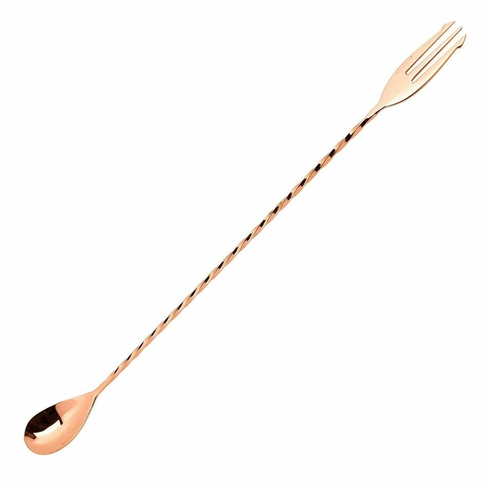 Cocktailskje med gaffel kobber - Mezclar BTBL3679 by Beaumont color Koppar