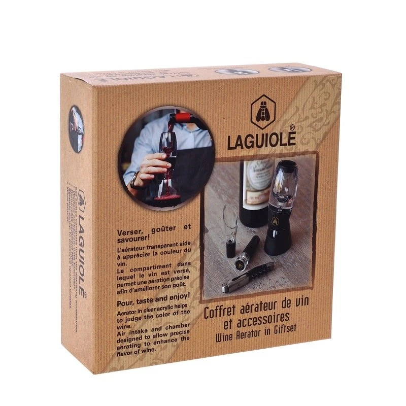 Laguiole VINE AERATOR gavesett 4 40268450 by Laguiole color Svart