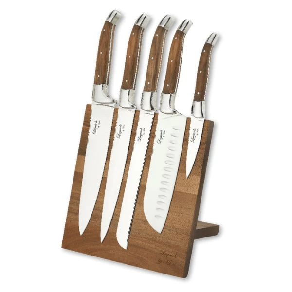 Laguiole By Hâws Chef Knivsett m. blokk Oliven 30-LG0004B by Laguiole By Hâws color Silver/brun