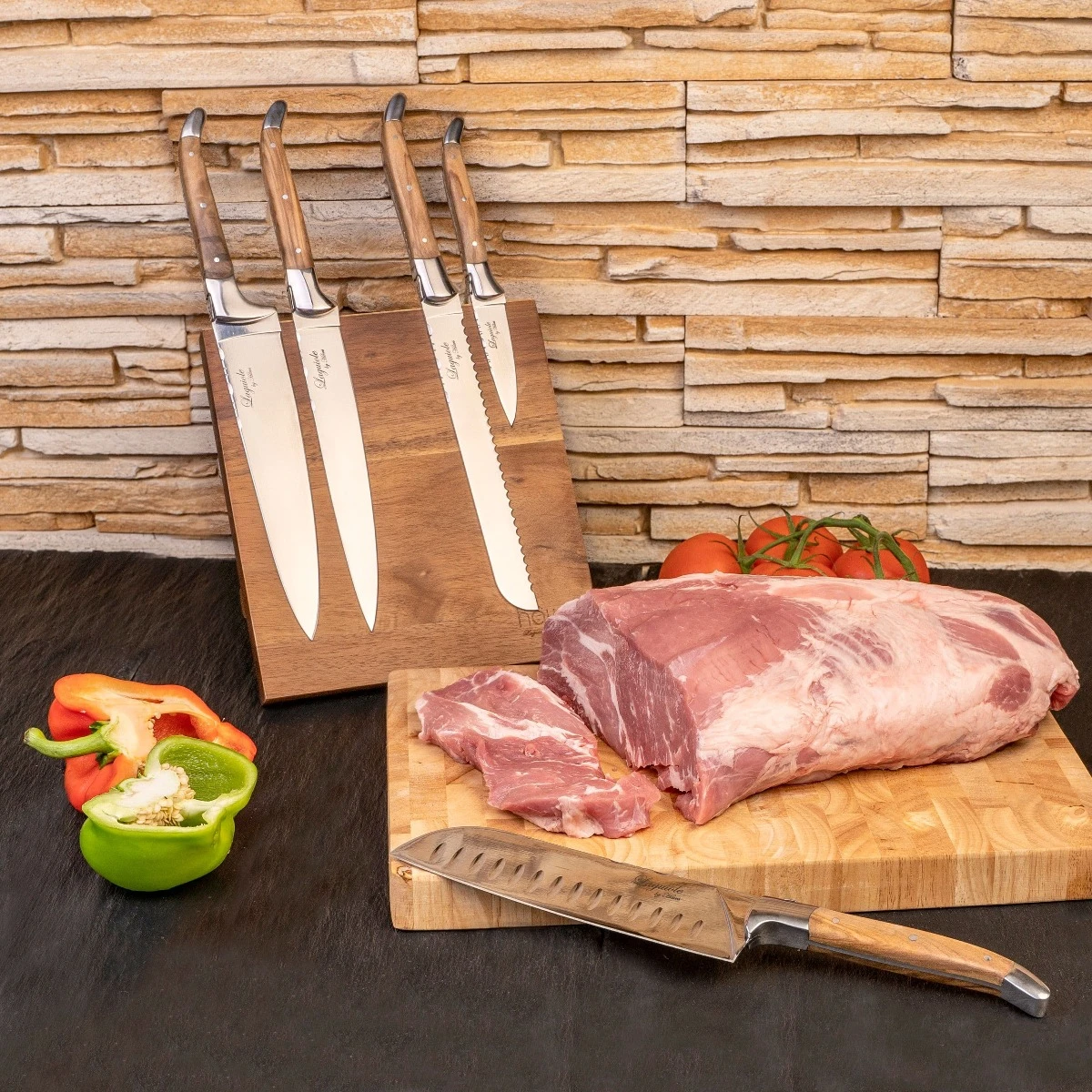 Laguiole By Hâws Chef Knivsett m. blokk Oliven 30-LG0004B by Laguiole By Hâws color Silver/brun