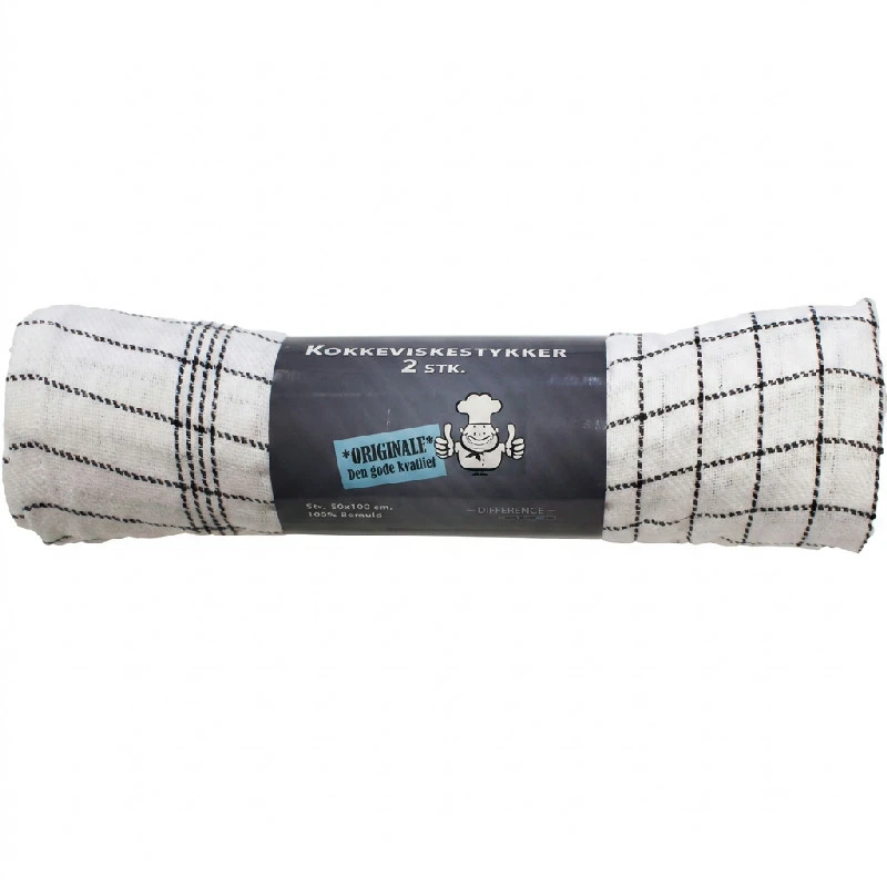 Kokkehåndkle med svarte striper 2-pk. Str 50cm x 100 cm 4020366  color Svart