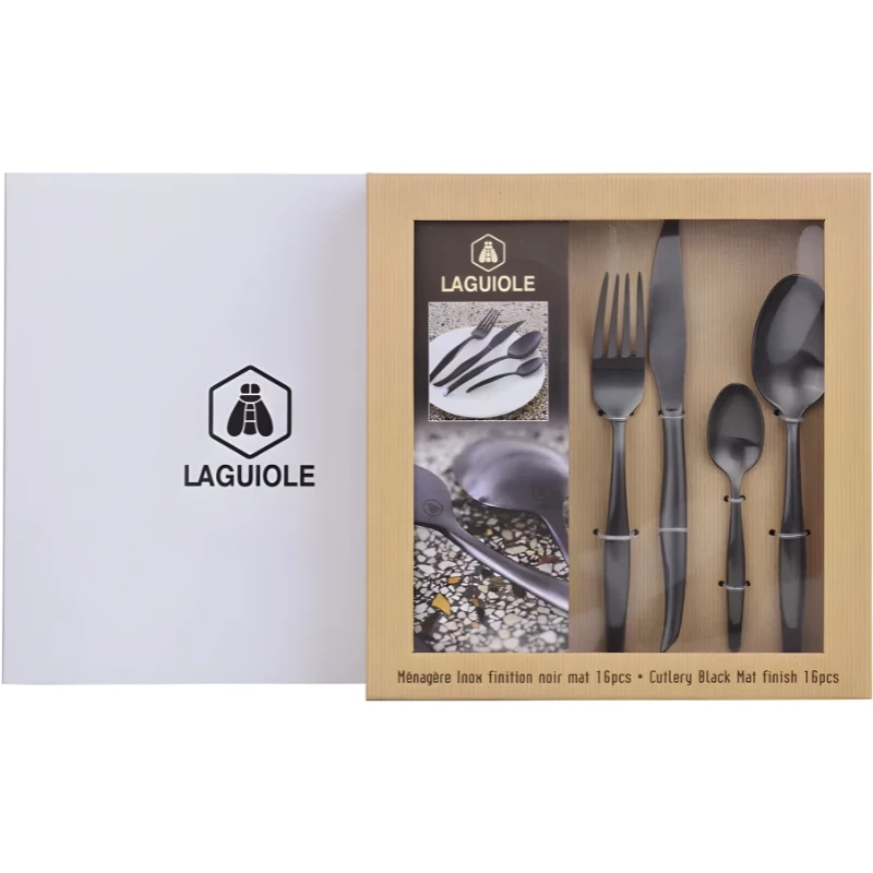Laguiole matt sort bestikk 16 deler 40268153 by Laguiole color Svart