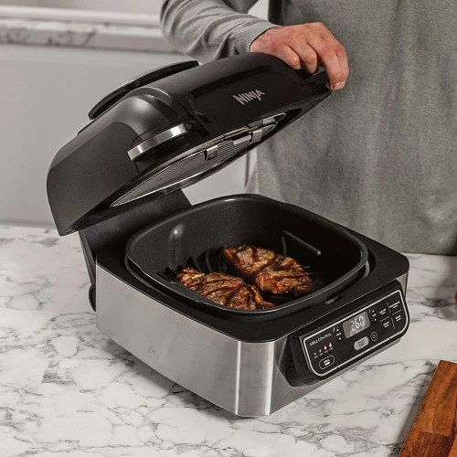 Ninja Foodi Health Grill & Air Fryer, 1750 Watt, 5 Programmer 100-AG301EU by Ninja color Svart/grå