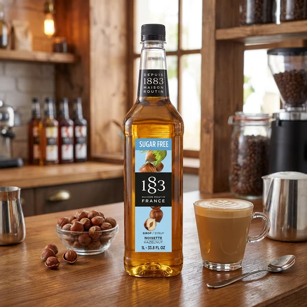 1883 Sukkerfri Hasselnøtt Sirup PET 17-4391 by 1883 color Svart