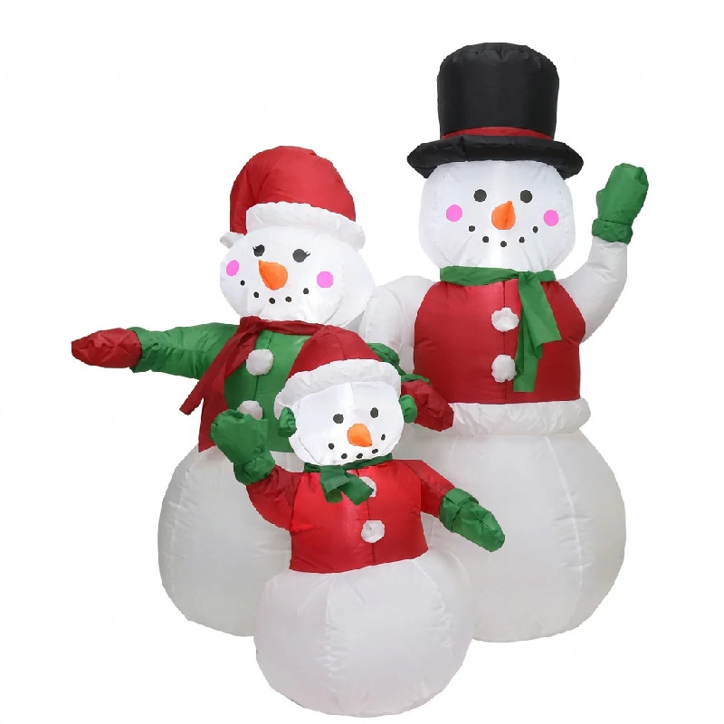 Oppblåsbar snømannfamilie med LED-lys til ute og inne 150 cm 4300528  color Svart