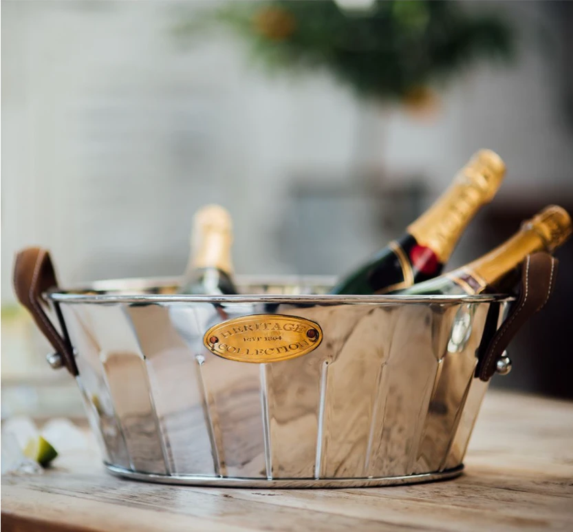 Heritage Champagnebad med Lærhåndtak 7412OVL-LH by Culinary Concepts color Svart