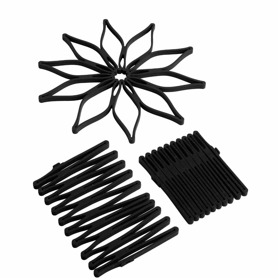 SET OF 3 MAGIC TRIVET black silicone ST61126 by Steel-Function color Svart
