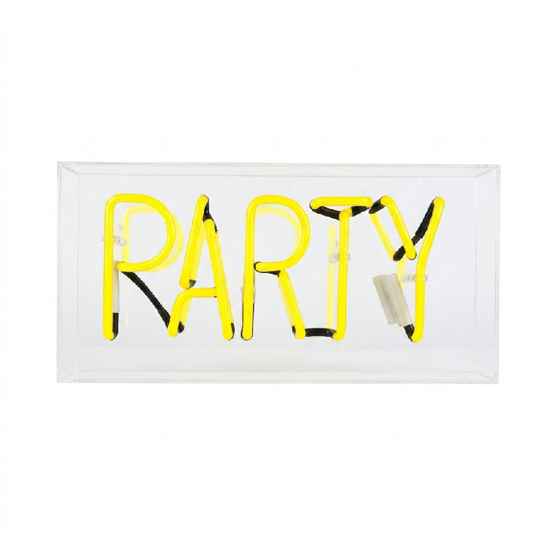 Neon Party Bar LED-skilt Gul 33634 by Drink color Svart